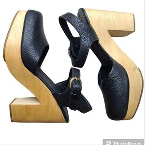 Rachel Comey- Dekalb Clog- Black Leather Block Heels - Size 5.5